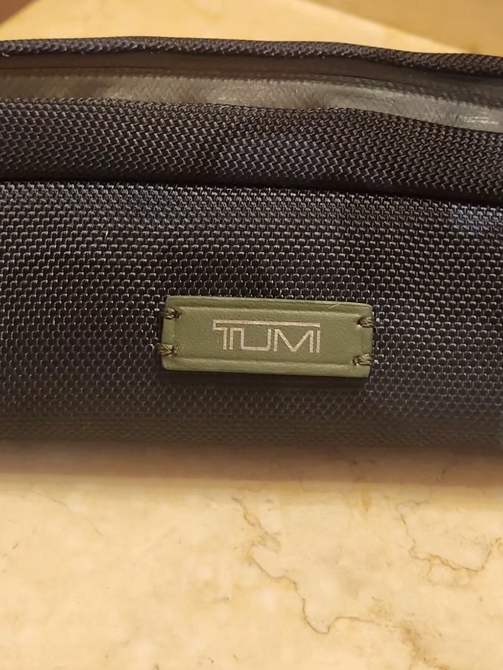 New Tumi Black&Blue Camo Men's Toiletry Pouch with Olive Logo Patch